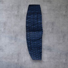 Men's Pleated Blue Cumberbund Formal Wear Geometric Pattern
