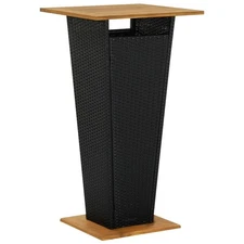 Bar Table Black PE Rattan Medium Bar Table Square Modern