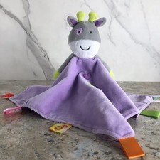 TAGGIES PURPLE GIRAFFE RATTLE LOVEY PLUSH SATIN BACK SECURITY BLANKET CIRCA 2015
