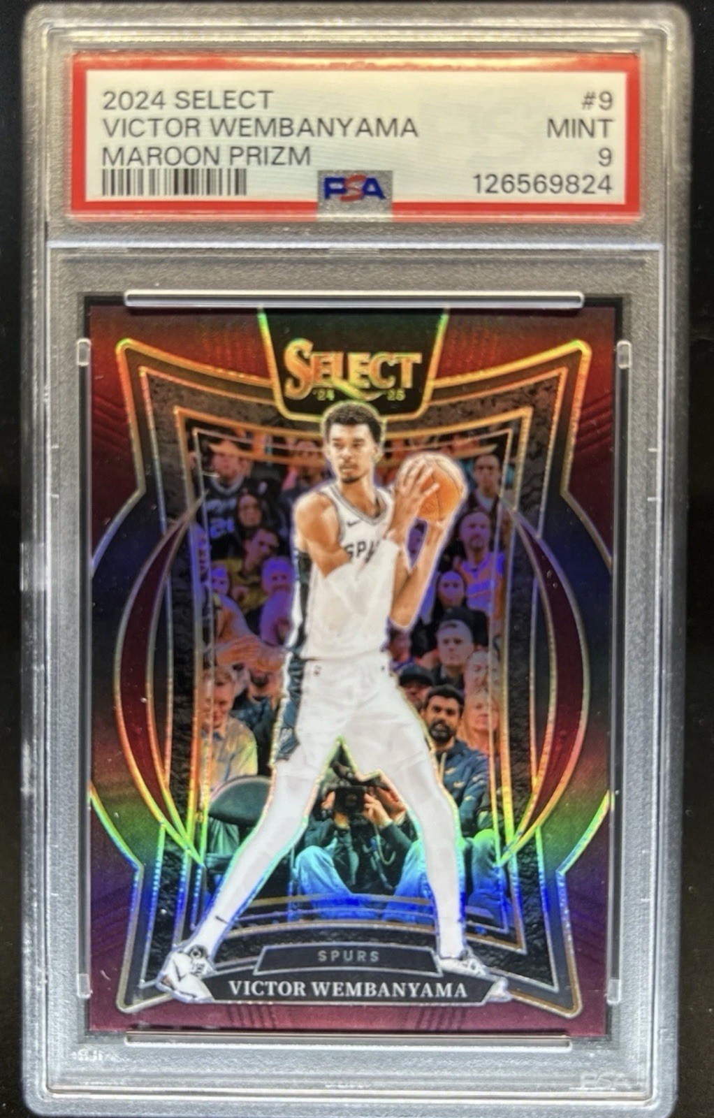 2024 Panini Select Victor Wembanyama Concourse Maroon Prizm 44/175 Spurs PSA 9