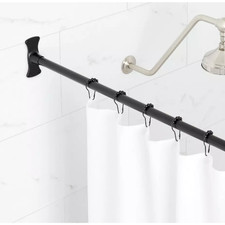 Signature Hardware 466741 60" Straight Brass Shower Rod - Matte Black