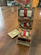 Antique Victorian Miniature Needle Sewing Box Case Diecut Mirror Pullout Holder