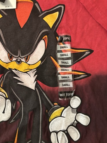 T-shirt Sega Sonic The Hedgehog Project Shadow Ombré rossa nera uomo piccola NUOVA - Foto 4 di 8