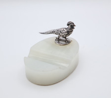 Antique Silver Pheasant & Onyx Pen Rest Holder Sampson Mordan London 1932