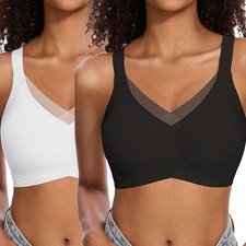 Women Wireless Bras Deep V Push Up Bra Full Coverage Support Bralette Comfort