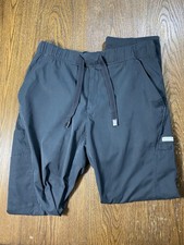 Medelita Mens Scrub Pants Size M Black Cargo Drawstring Pockets Stretch Medical