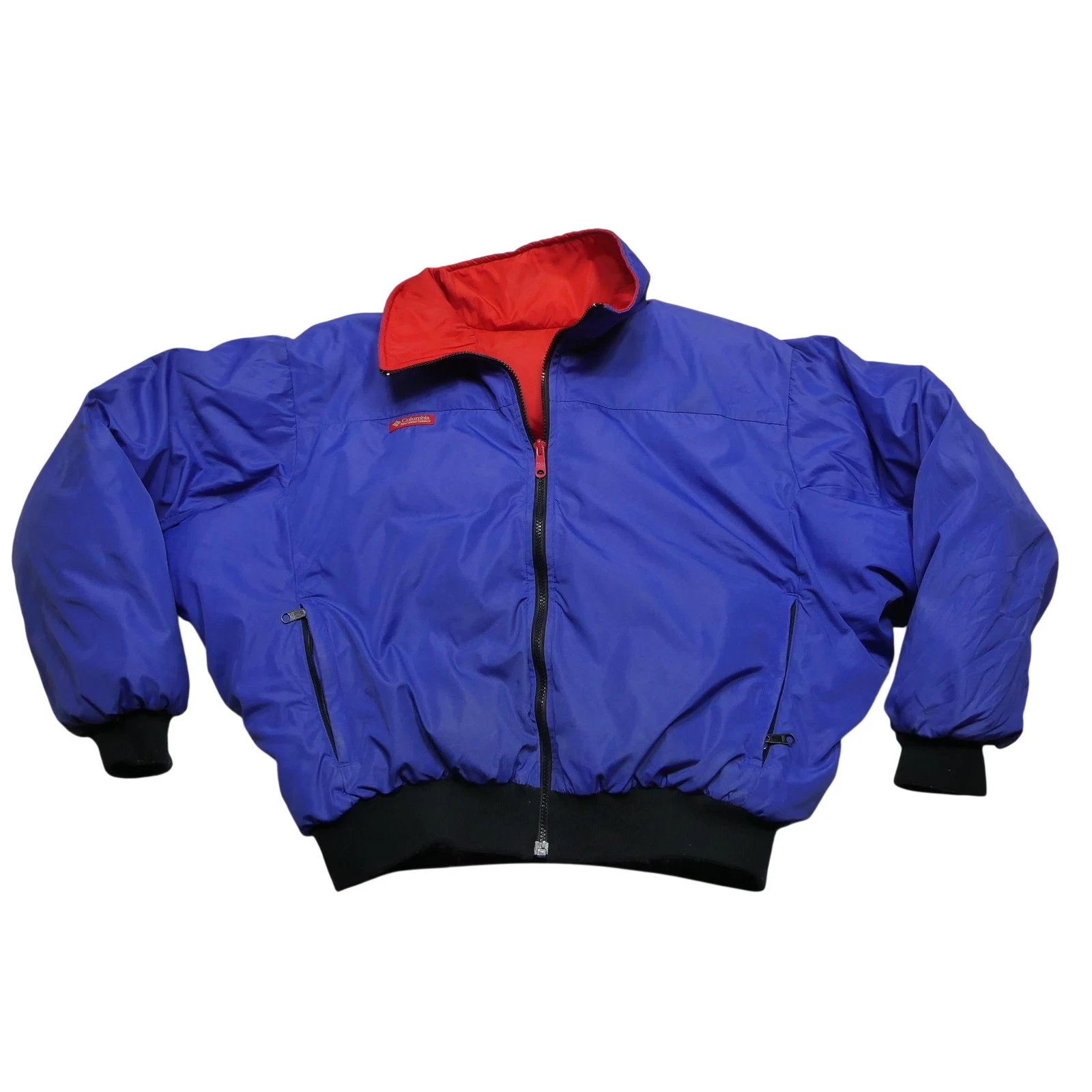 Columbia Jacket Mens XL Blue Puffer Bomber Coat Insulated Nylon Zip Pockets