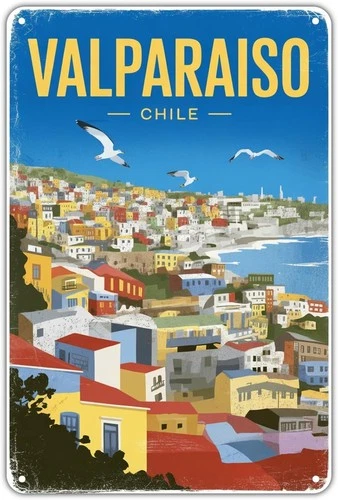 Chile Travel Tin Metal Signs Home Décor Vintage Chile Travel Poster Print Aesthe