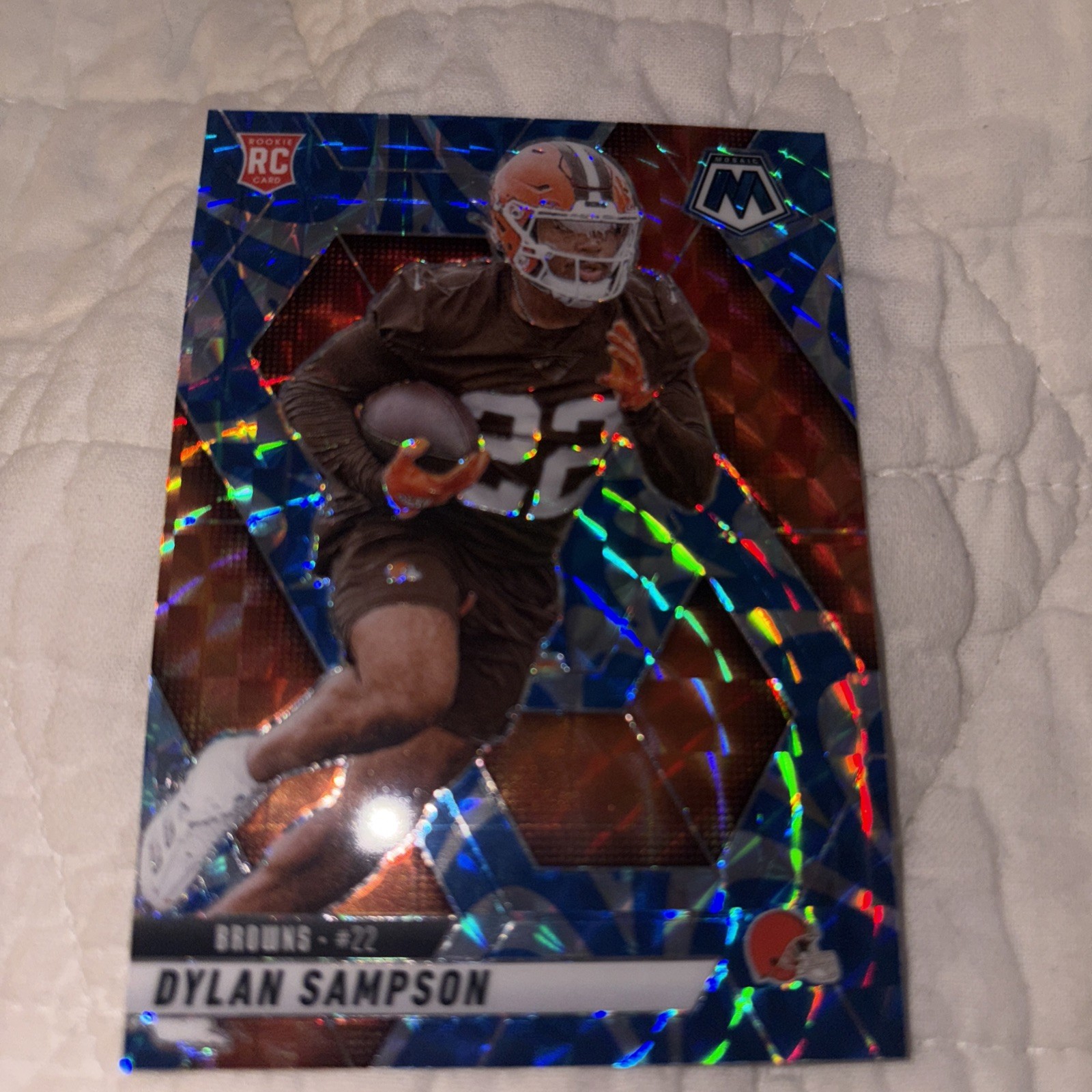 2025 Panini Mosaic - Dylan Sampson #355 Reactive Blue Mosaic Prizm Browns