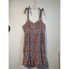 Old Navy Women XL Floral Cami Dress Tie Strap Smocked Back Tiered Ruffle Hem