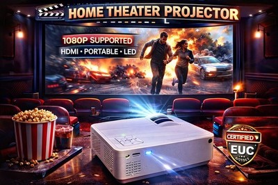   Topvision T6 LED Projector Home Theater 1080P Supported HDMI With Screen EUC