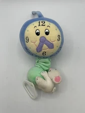 Kids II 2 Nursery Rhyme Mouse Ran Up The Clock Musical Crib Pull Toy 1998 Blue