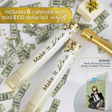 Confetti Cannon Party Poppers 6 Pack Money Blaster for Wedding Birthday Prank