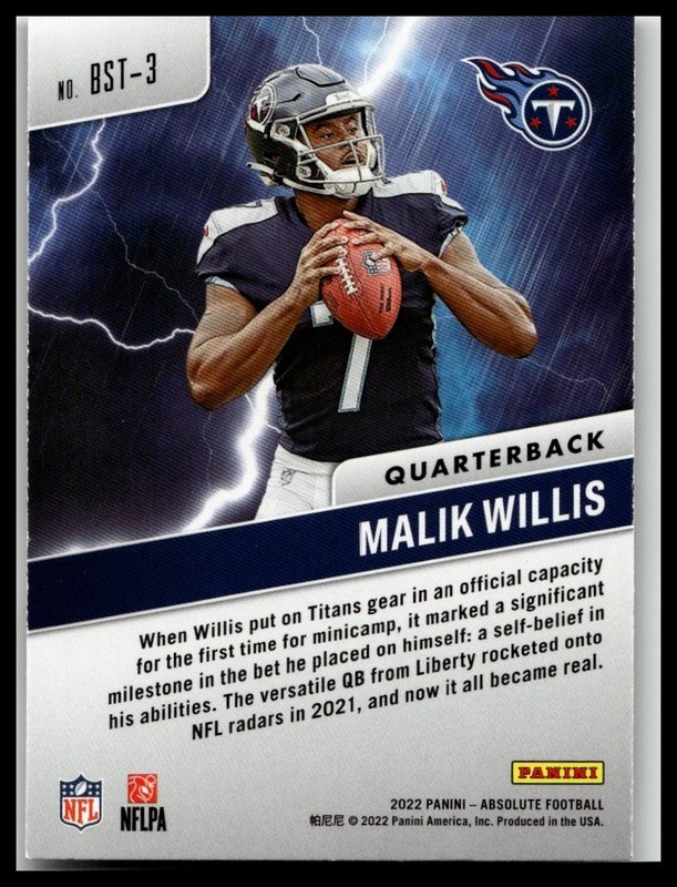2022 Panini Absolute #BST-3 Malik Willis By Storm