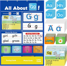 Alphabet Learning Pocket Chart, Circle Time Learning Center Alphabet Flash Cards