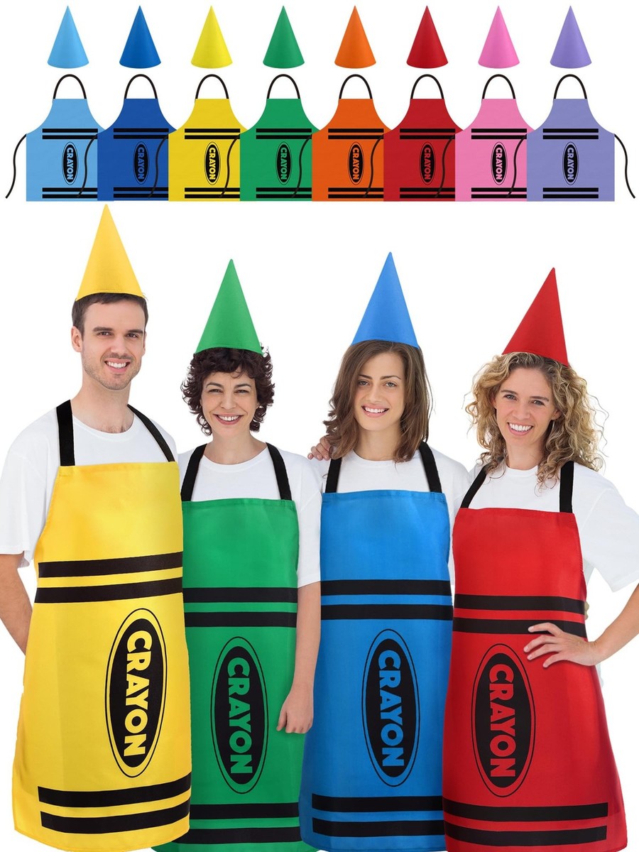 Set Color Crayon Apron and Funny Gnome Cone Hats for Costume Set