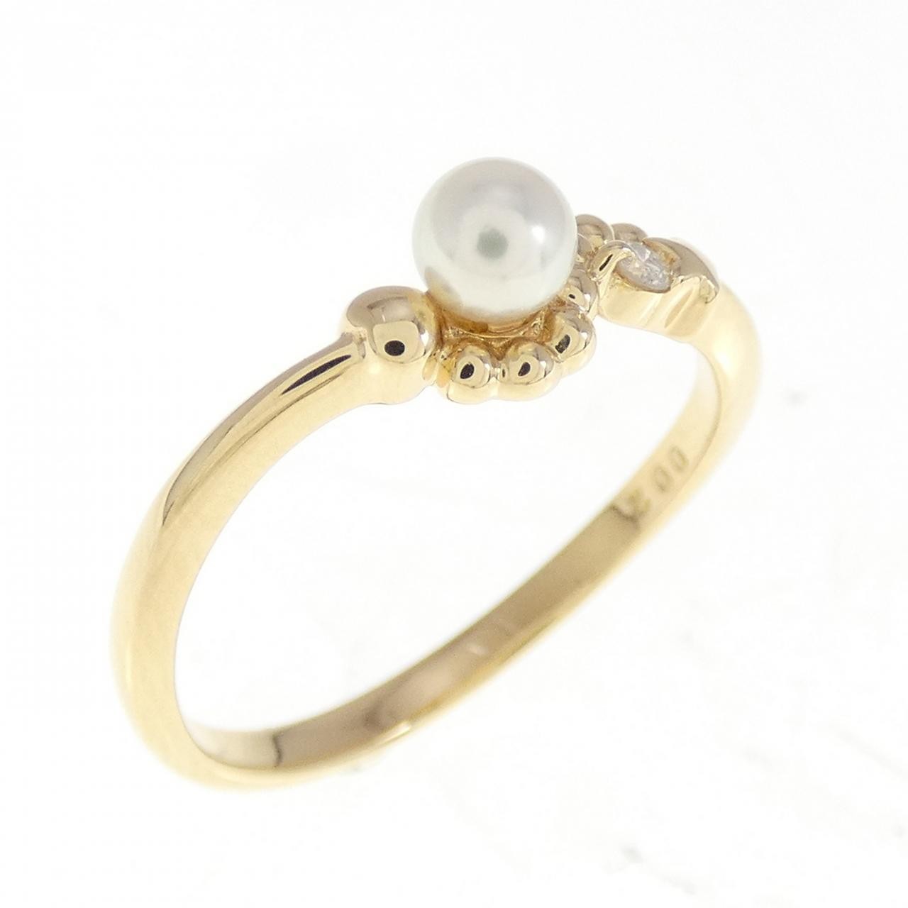 Authentic K18YG Akoya Pearl Ring 0.1