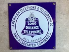 VINTAGE AMERICAN TELEPHONE TELEGRAPH ASSOCIATED COMPANY 8" PORCELAIN METAL SIGN!