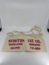 Delantal publicitario de carpintero de patio de madera vintage Scouton Lee Co. PA NEPA marca de tinta