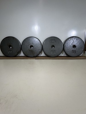 (4) 10 Pound Cap Barbell Dumbbell Weight Plates Fits Standard 1 Inch Bar Pancake