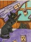 Original ACEO Cats Tarot Card Crystal Ball Fantasy Mystical Zodiac Art Card #3/6 — photo 3