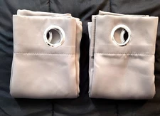 RYB Home White Linen Short Curtains 51"W x 36"L Pack of 2 Gray