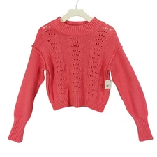 Free People Bell Song Lyra Reef Coral Knit Cable Knit Sweater Womens Small NEW