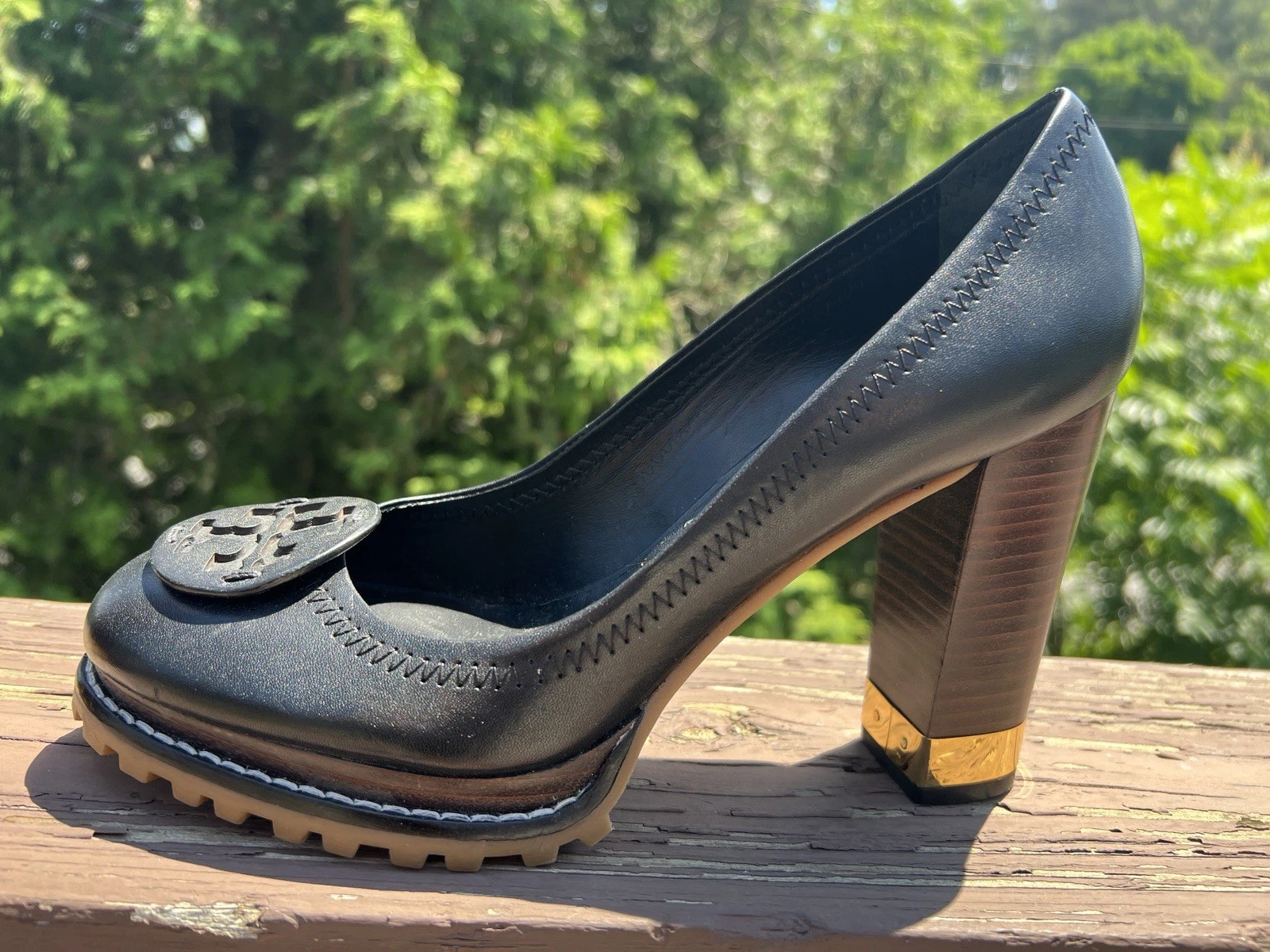 Tory Burch LEANNE décolleté suola a strappo nere vernice tacco 4" Y2K Preppy taglia 8 5