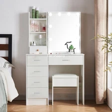 Makeup Dressing Table Vanity Set with LED Lighted Mirror Stool Dresser Desk NEW