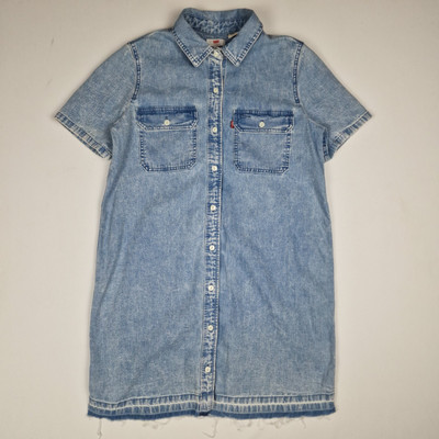 Levi s Damen Jeanshemd Kleid Small hellblau Knopfleiste Kragen Freizeit M