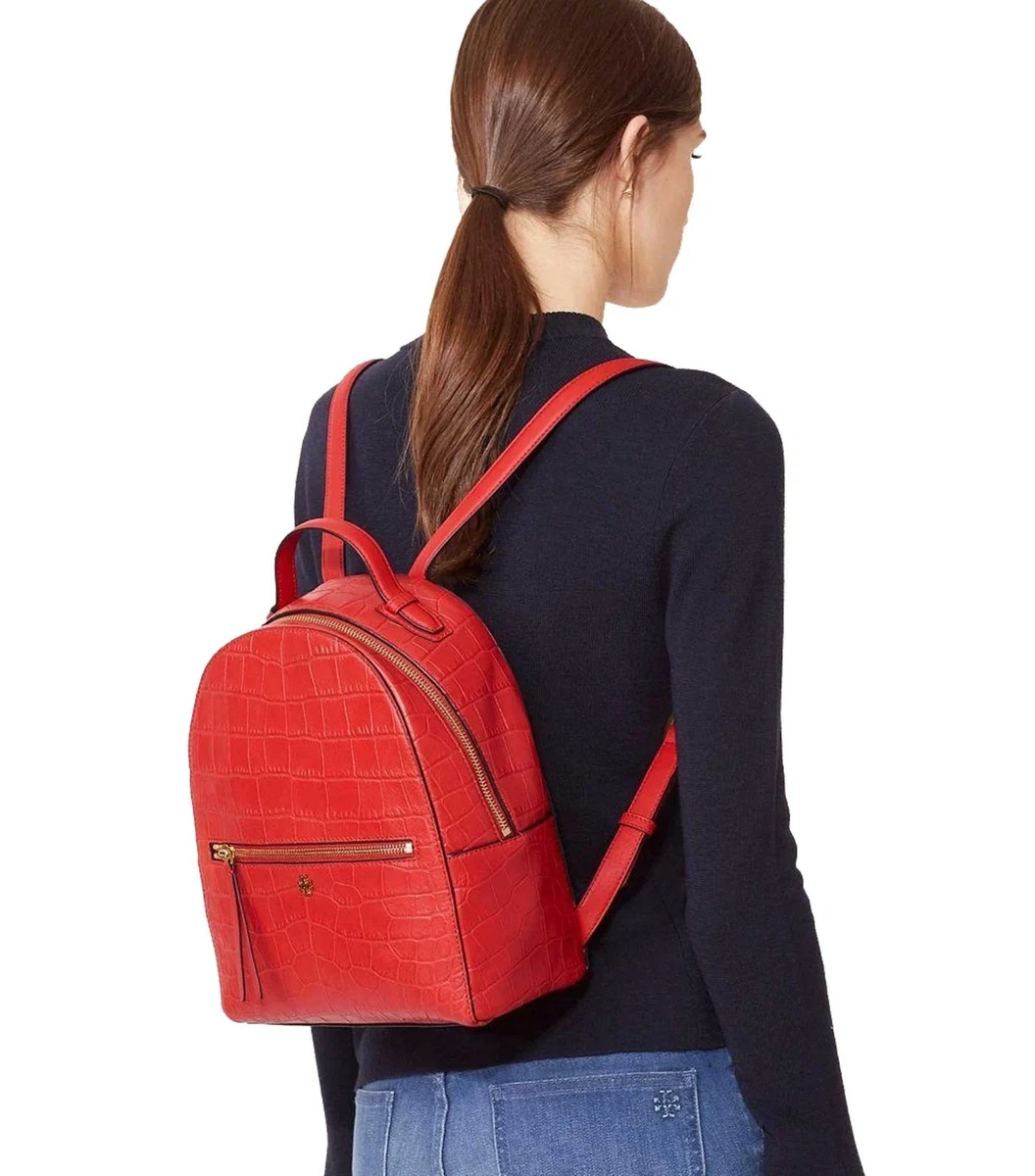 croc embossed mini backpack Vivienne Westwood Max Small embossed cow leather black link shoulder straps Tory Burch croc embossed liberty