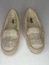 Nautica Women  s Faux Fur Lined Loafer Slippers Beige Size 6 Cozy Moccasins