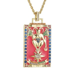 Authentic Tarot Cards Necklace for Women Dainty 14K Gold Plated Cubic Zirconia Fortun - 06