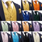 Men’s Paisley Jacquard Waistcoat Vest Tie Hanky Cufflinks Formal Wedding S-5XL