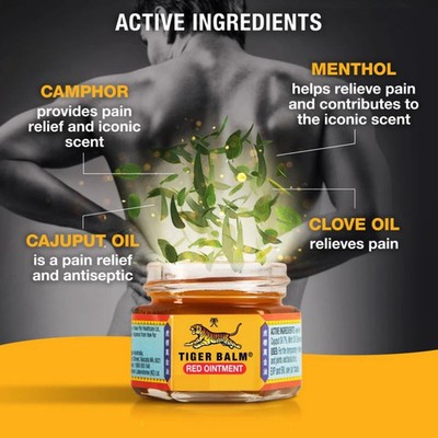 Tiger Balm Red Ointment. 6 Pack x 21 Grams. 11% Camphor. 10