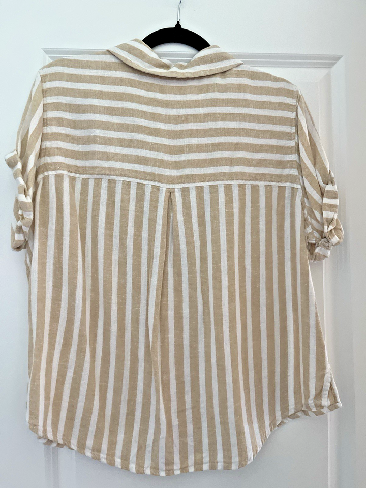 Universal Thread Linen Blend Button Front Top Women's Medium Beige ...