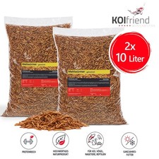 2 x 10 Liter Mehlw&uuml;rmer getrocknet Koifutter Vogel Reptilien Fische
