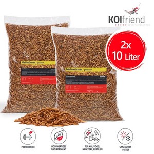 2 x 10 Liter Mehlwürmer getrocknet Koifutter Vogel Reptilien Fische