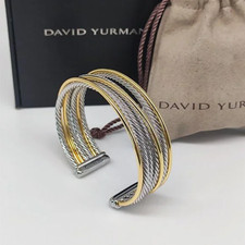 David Yurman Crossover Gold Cable Cuff Bracelet -medium