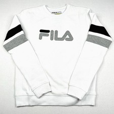 XXL Fila Ladies Fleece Pullover Sweatshirt Logo Crew Neck White 2XL New