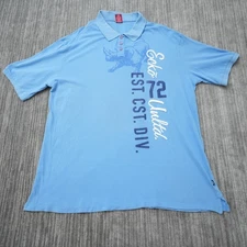 Ecko Unltd Polo Shirt Men Blue Rhino Embroidered Spell Out Logo Hip Hop Y2K 3X B