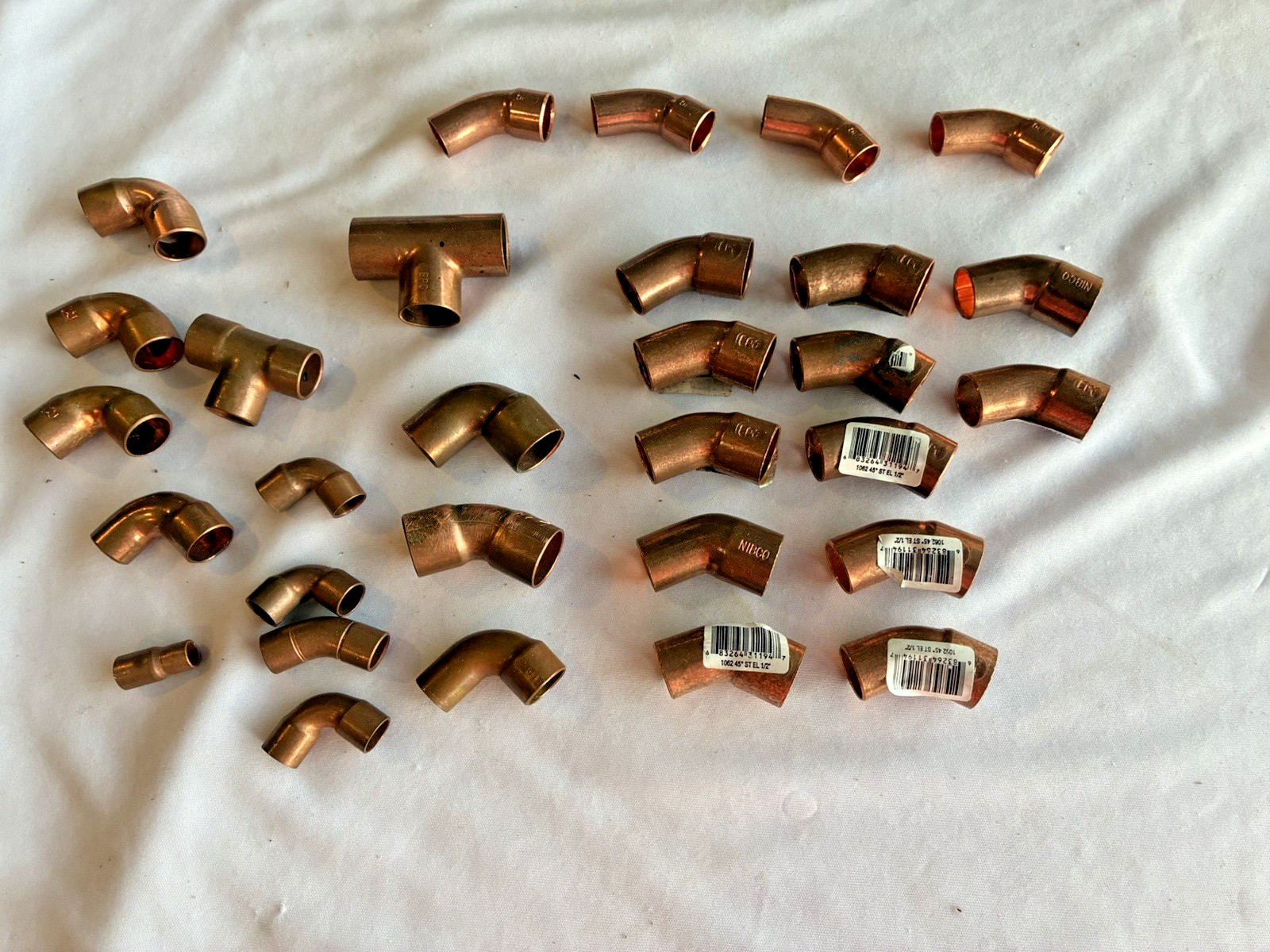 copper fittings lot, Various Sizes Qty 30 Pieces