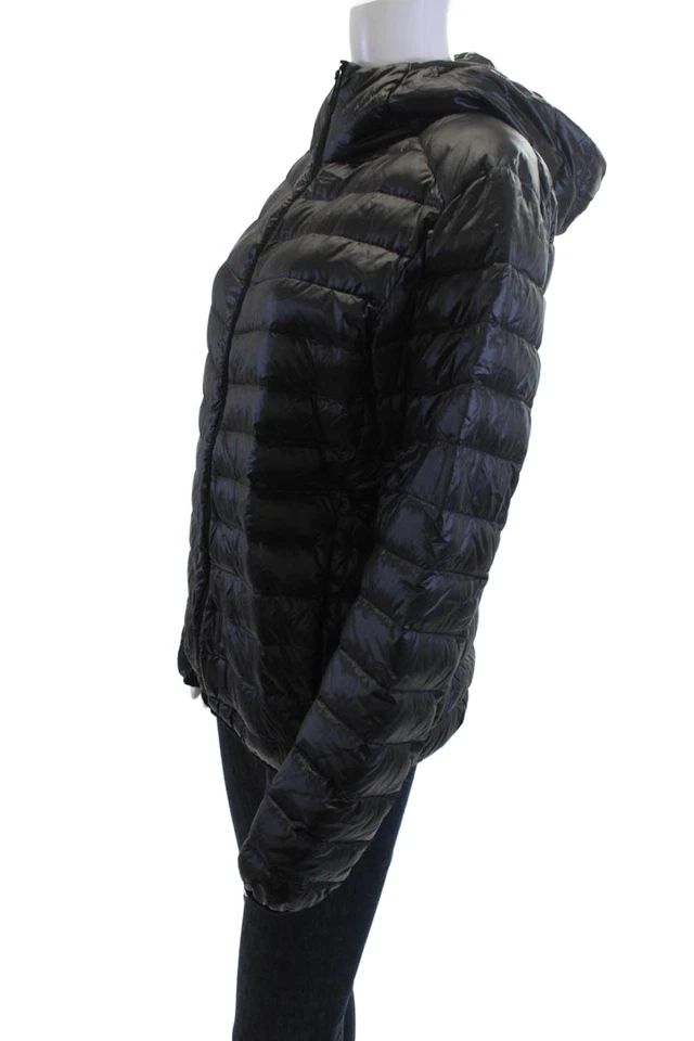 Chaqueta acolchada acolchada acolchada acolchada Uniqlo para hombre negra de nailon cuello alto cremallera manga larga talla S Foto 2 de 4