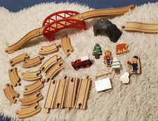Giant Bean Wood Train Lot Replacement 30 Pieces Engine Bridge Tunnel Thomas Brio