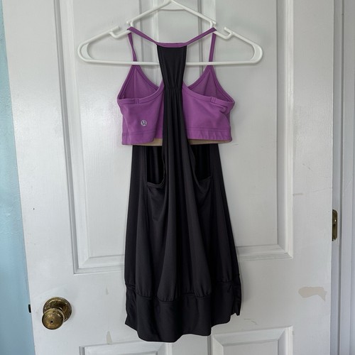 Canotta LULULEMON Racerback donna senza limiti taglia 4 grigio e rosa reggiseno incorporato - Foto 2 di 11
