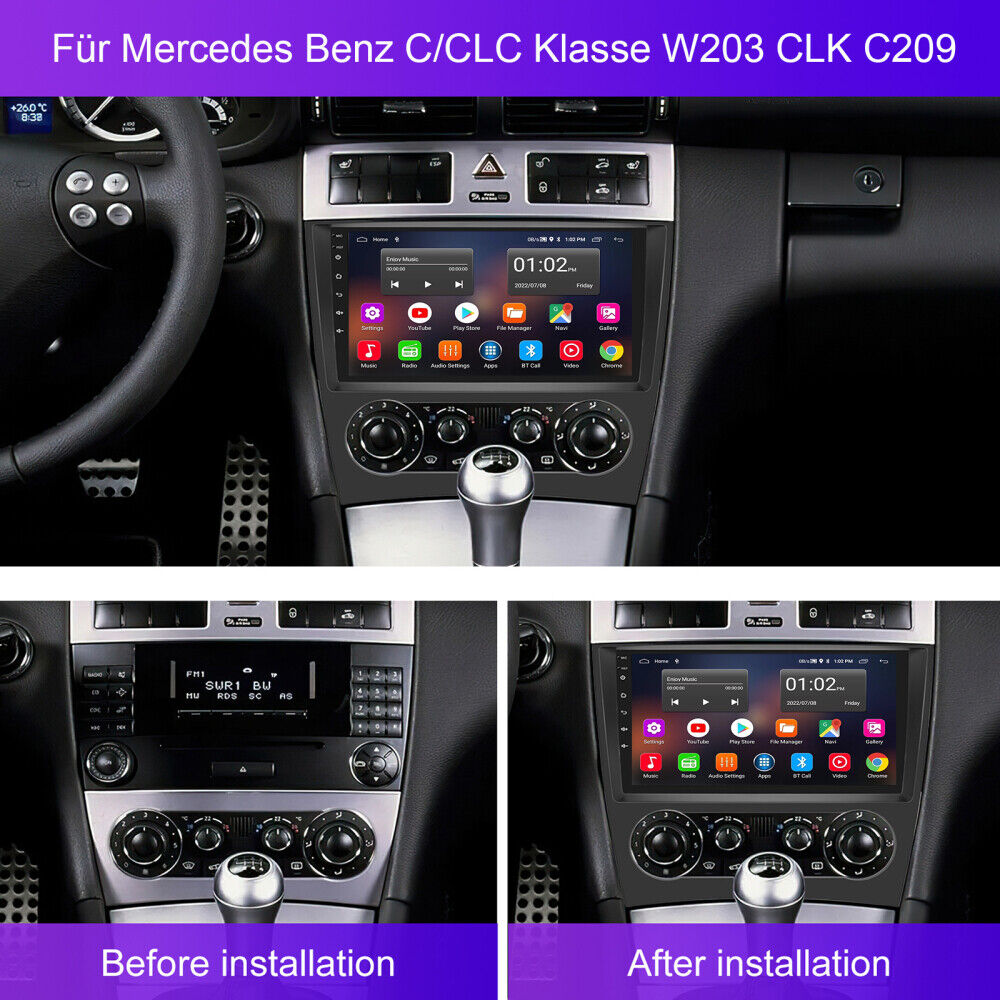 Android 13 Autoradio GPS Navi Radio Kamera für Mercedes Benz CCLC W203 CLK C209