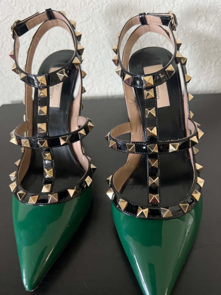 VALENTINO Garavani Rockstud PUMP Green Patent Leather Heels VALENTINO Garavani Rockstud PUMP Green Patent Leather Heels