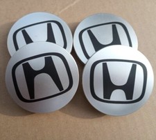 Honda Wheel Center Caps 69mm Logo Aluminum Black Set Of 4