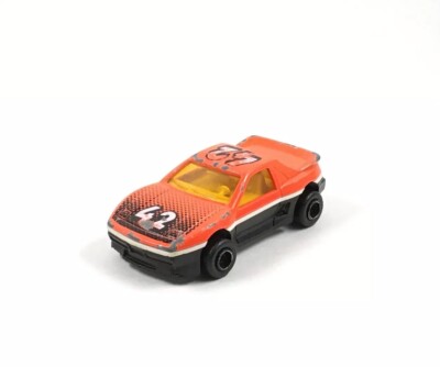 Majorette Pontiac Fiero Race Car Orange and Black 1:55 Scale #206