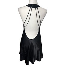 Fredericks Of Hollywood Womens Satin Slip Dress Nightie Sz Medium Black Negligee
